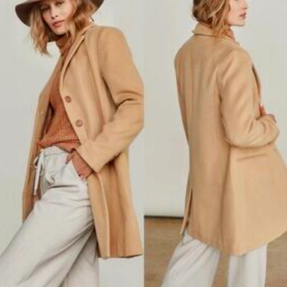 ELIZABETH AND JAMES Tan Three Button Pea Coat Camel Size M - Picture 1 of 10